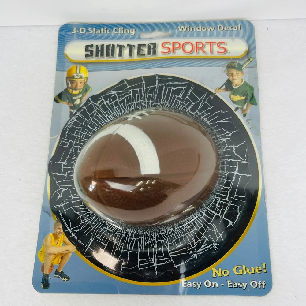 Shatter Sports 3D Football Static Cling Window Decal Car Truck Prank Sticker NEW